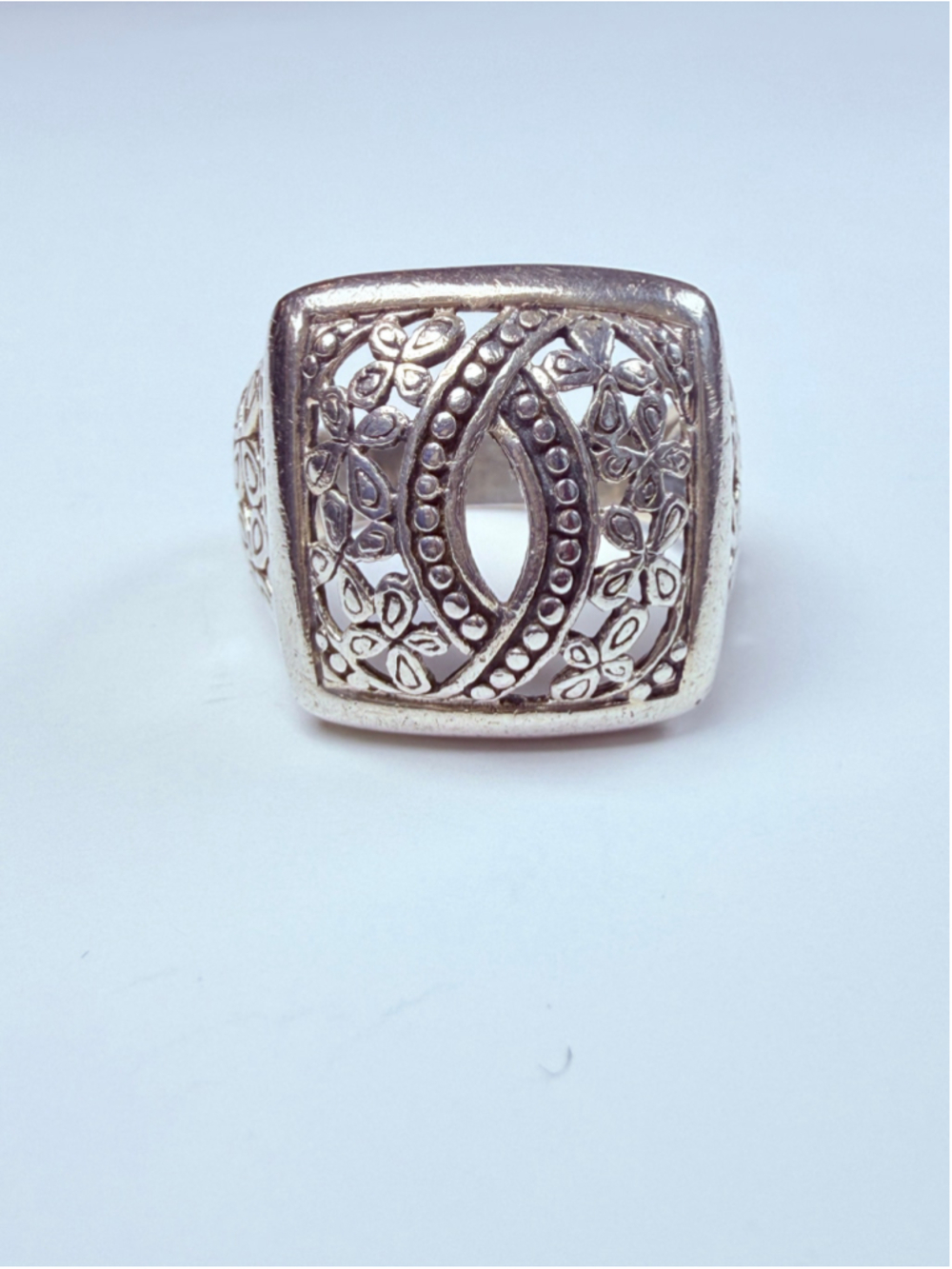 Felicia Design Palu Ornate Dot Filigree 925 Sterling Silver Square Vintage Ring